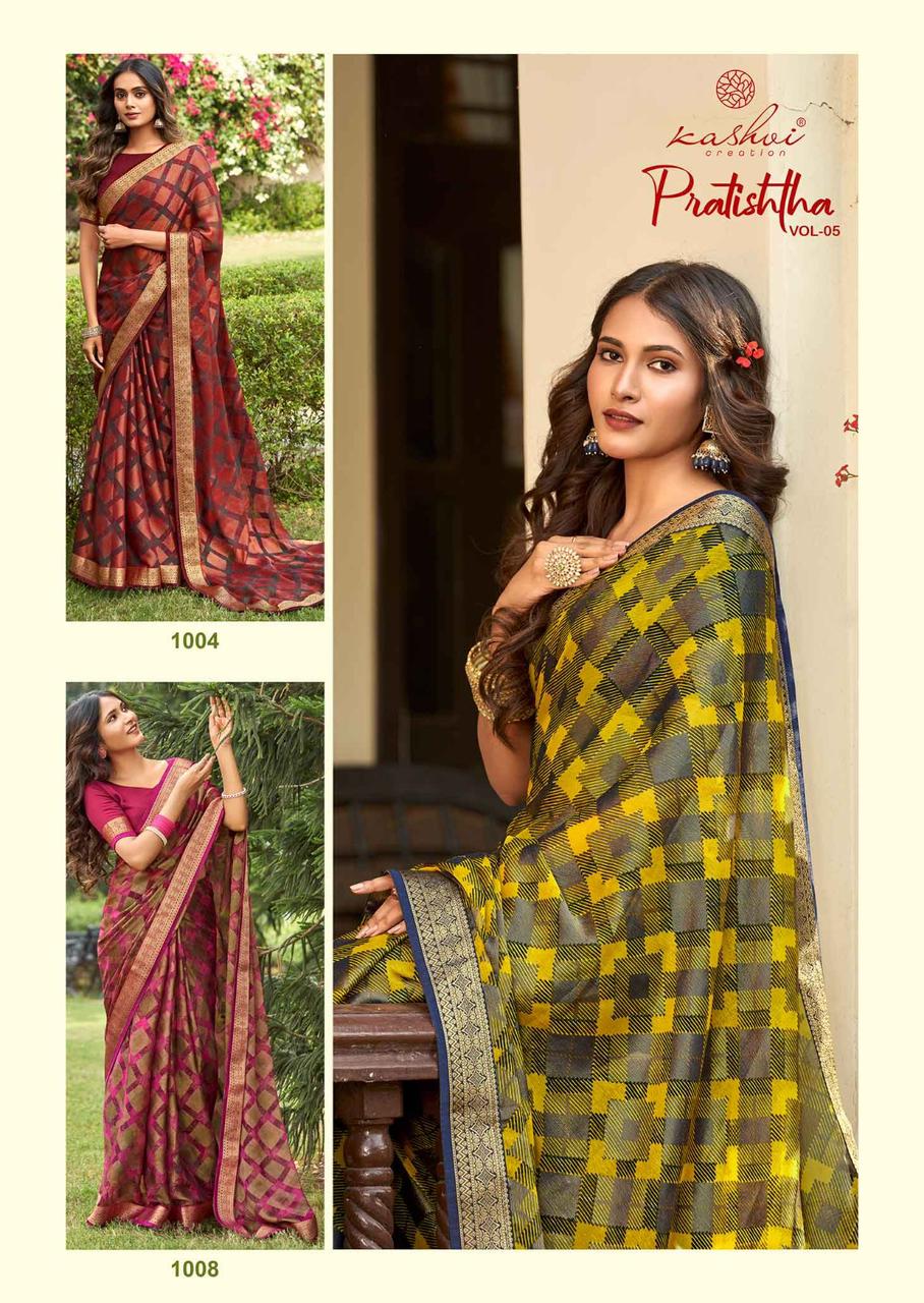 Pratistha Vol 5 By Kashvi Brasso Designer Sarees Wholesale Market In Surat
